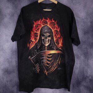 The Mountain Fire Reaper Y2K skeleton ghoul reaper skull goth shirt